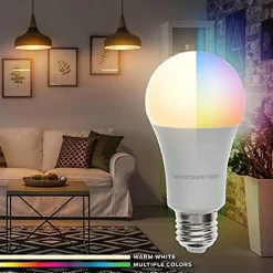 Ampoule Connectée<2 Ampoules LED Multicolore Monster Culot A19/E27 12 Possibilités de Couleurs avec Télécommande