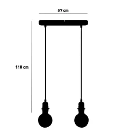 Autres Plafonnier<2 lampes suspension design en métal noir E27 compatible LED