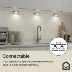 GoodHome Spot Sous Meuble<3 spots Chardin LED intégrée blanc neutre IP20 450lm 9W L.12xl.11,8xH.3,9cm chrome