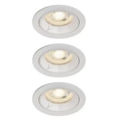 GoodHome Spot Encastrable|Spot Encastrable De Salle De Bains<3 spots encastrables Caius GU10 blanc neutre IP44 345lm 4.7W Ø8.5xH.10.1cm blanc