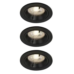 Clearance GoodHome 3 spots encastrables Caius GU10 blanc neutre IP44 345lm 4.7W Ø8.5xH.10.1cm noir