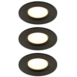 GoodHome Spot Encastrable|Spot Encastrable De Salle De Bains<3 spots encastrables Etana LED intégrée blanc chaud IP65 410lm 4.7W Ø8.5cmxH.3.1cm métal noir