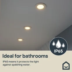 GoodHome Spot Encastrable|Spot Encastrable De Salle De Bains<3 spots encastrables Etana LED intégrée blanc chaud IP65 410lm 4.7W Ø8.5cmxH.3.1cm métal blanc
