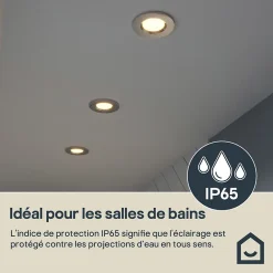 GoodHome 3 spots encastrables Etana LED intégrée blanc chaud IP65 410lm 4.7W Ø8.5cmxH.3.1cm métal chrome