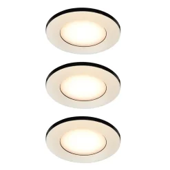 GoodHome Spot Encastrable|Spot Encastrable De Salle De Bains<3 spots encastrables Leavitt LED intégrée blanc chaud IP44 300lm 4.5W Ø8.5xH.4.7cm chrome