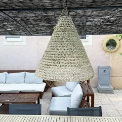 Clearance My Bohem Abat jour pour Lustre conique en palmier "Doum" du Maroc tressée
