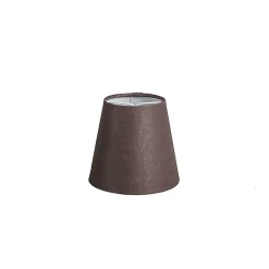 Clearance Qazqa Abat-jour à pince en lin marron rond 12 cm