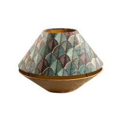 Clearance Qazqa Abat-jour double en velours avec motif feuilles, beige et intérieur doré
