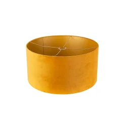 Clearance Qazqa Abat-jour en velours jaune 50/50/25 avec intérieur doré