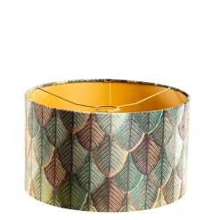 Clearance Qazqa Abat-jour en velours motif feuilles avec intérieur doré 35/35/20