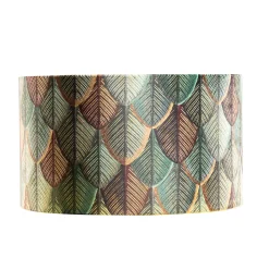 Clearance Qazqa Abat-jour en velours motif feuilles avec intérieur doré 35/35/20