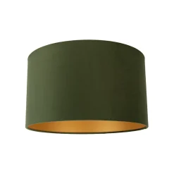 Clearance Qazqa Abat-jour en velours vert 35/35/20 avec intérieur doré