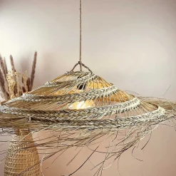 Best My Bohem Abat-jour pour suspension naturelle ajouré L forme Parasol tressée