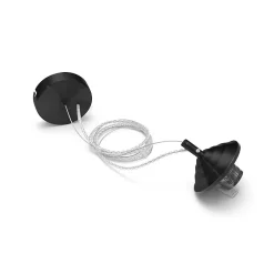 Clearance Gea Luce Alice - Kit de suspension pour ampoule Alice V/P E27 avec rosace noire, câble tressé transparent et cache douille 1XE27 max 1X60W