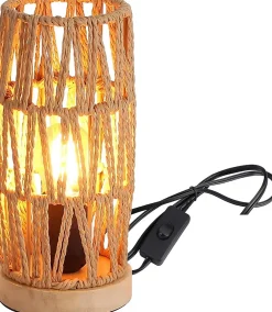 Alpinaluz Lampe De Bureau<Lampe de Table Décorative en Rotin Naturel Design Bohème Vintage avec Base en Bois, Douille E27