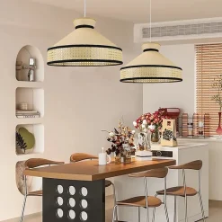 Alpinaluz Suspension Et Lustre<Suspension en rotin Style Bohème Naturel, Tressée à la Main, Douille E27 pour Salon ou Salle à Manger