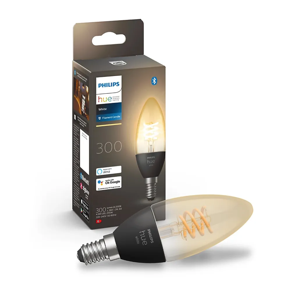 Best Philips Ampoule connectée dimmable Bluetooth Hue IP20 Flamme E14 300lm 4,5W blanc chaud