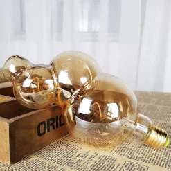 Best Ampoule filament LED BB100 4W Dimmable 2200K E27, Ampoule Globe Style Spirale Vintage décorative en verre ambré