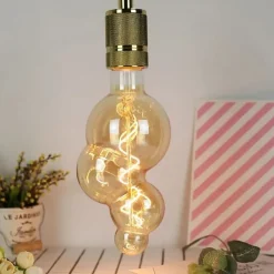 Best Ampoule filament LED BB100 4W Dimmable 2200K E27, Ampoule Globe Style Spirale Vintage décorative en verre ambré
