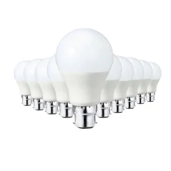 Silumen Ampoule B22, Culot À Baïonnette|Ampoule Basse Consommation, Grade A<Ampoule LED B22 9W 220V A60 - Pack de 10 - Blanc Froid 6000K - Classe A+