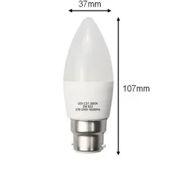 Silamp Ampoule B22, Culot À Baïonnette<Ampoule LED B22 6W 220V C37 180 degrés (Pack de 10) - Blanc Chaud 2300K - 3500K -