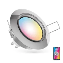 Discount Kozii Ampoule LED connectée , éclairage blancs + couleurs, GU10 Spot encastrable aluminium brossé orientable 5W