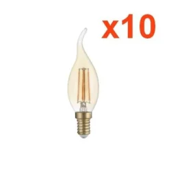 Best Silamp Ampoule LED E14 Flamme Filament 4W T35 (Pack de 10) - Blanc Chaud 2300K - 3500K -