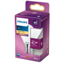 Clearance Philips Ampoule LED E14 (SES) standard dépolie 470lm 4.3W = 40W IP20 blanc chaud