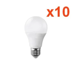 Best Silamp Ampoule LED E27 9W 220V A60 180 degrés (Pack de 10) - Blanc Froid 6000K - 8000K -