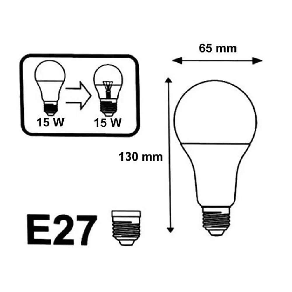 Best Silumen Ampoule LED E27 15W 220V A65 - - Blanc Chaud 2300k - 3500k - Standard - Intérieur