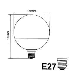 Best Silamp Ampoule LED E27 25W 220V G140 300 degrés Globe - Blanc Neutre 4000K - 5500K -