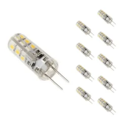 Silamp Ampoule Led Fonctionnelle|Ampoule G4<Ampoule LED G4 2W 12V SMD2835 24LED 360 degrés (Pack de 10) - Blanc Froid 6000K - 8000K -