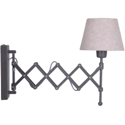 Hot Näve Applique ciseaux ADRIENNE extensible 49 cm metal textile brun naturel douille E27 pour pieces a vivre