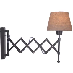 Hot Näve Applique ciseaux ADRIENNE extensible 49 cm metal textile brun naturel douille E27 pour pieces a vivre