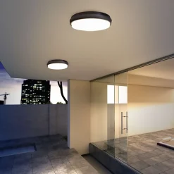 Näve Plafonnier Extérieur<Applique extérieure LED 'Mio' D: 17,5 cm en métal et plastique anthracite, IP54 pour entrée, balcon, terrasse