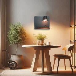 Alpinaluz Applique Murale Intérieure<Applique LED en Aluminium Noir Orientable de 6W 2800K avec Interrupteur Base de Charge Grande et Port USB.