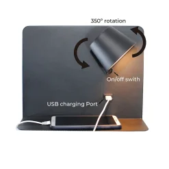 Alpinaluz Applique Murale Intérieure<Applique LED en Aluminium Noir Orientable de 6W 2800K avec Interrupteur Base de Charge Grande et Port USB.