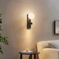 Best Kosilum Applique LED noire double éclairage liseuse et verre blanc - Avelysa