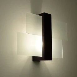 Best Silumen Applique Murale Bois 2 rectangles de Verre pour Ampoule E27 - - Moka