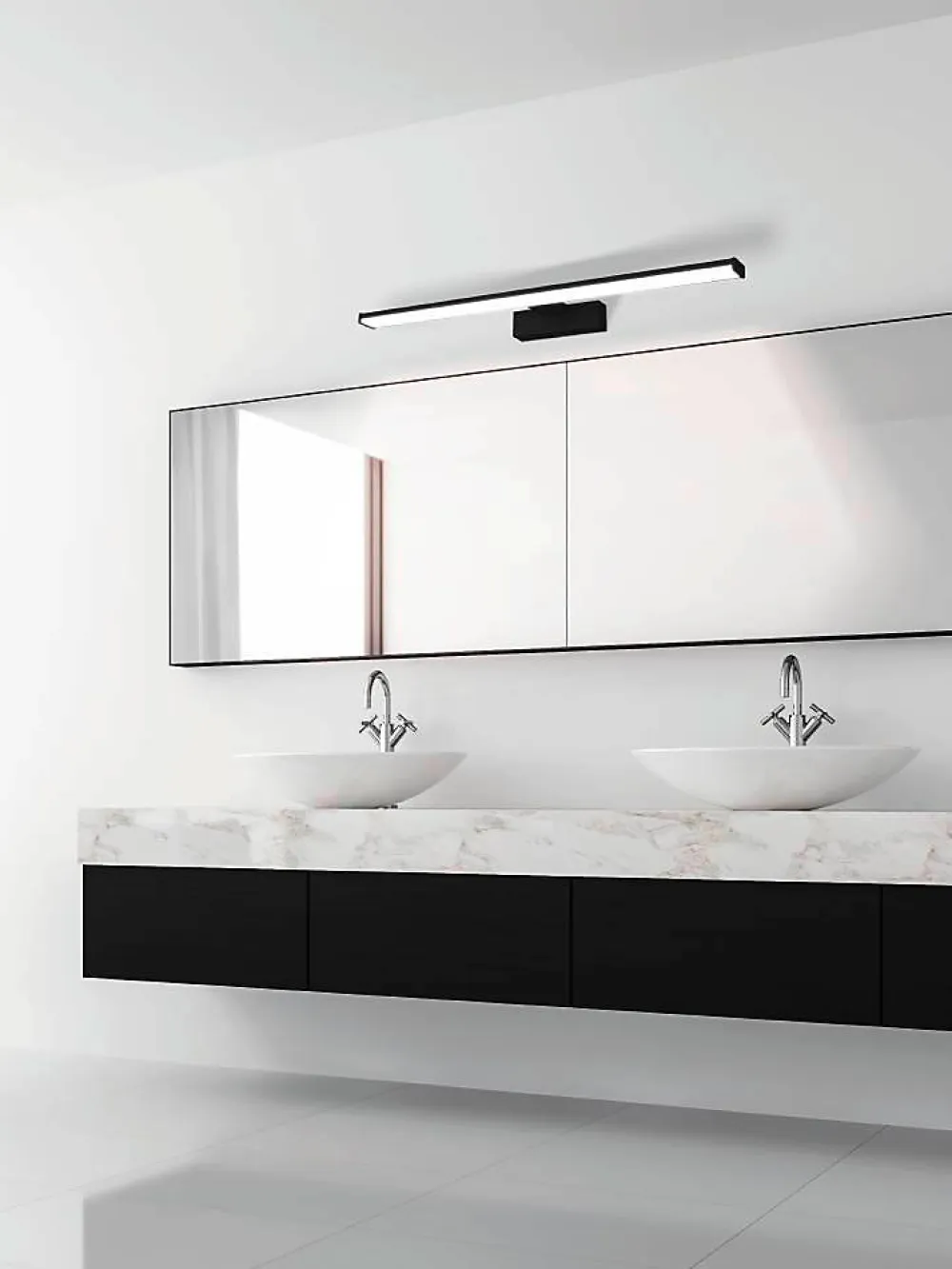 Clearance Eglo Applique murale de salle de bain noir Pandella LED intégrée 1350lm IP44 11W blanc froid