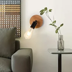 Alpinaluz Applique Murale Intérieure<Applique murale en bois avec douille E27, style vintage et rustique