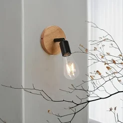 Alpinaluz Applique Murale Intérieure<Applique murale en bois avec douille E27, style vintage et rustique