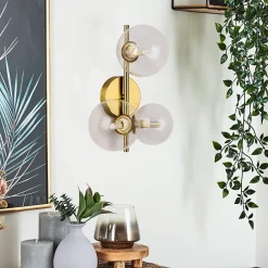 Alpinaluz Applique Pour Salon<Applique Murale Moderne LIMA - Métal Doré avec 3 Boules en Verre Transparent Compatible avec 3 Ampoules G9 pour Intérieu