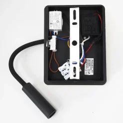 Alpinaluz Applique Murale Intérieure<Applique murale noir et bois avec faisceau flexible 3W port USB et Type C interrupteur avec puces CREE.