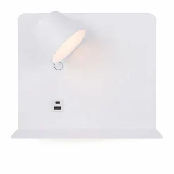 Alpinaluz Applique Murale Intérieure<Applique murale orientable LED 6W avec USB et Type-C, CCT 2700,4000,6000K, interrupteur et plateau, métal blanc, spot gauche