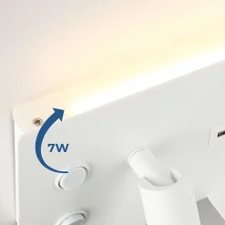 Alpinaluz Applique Murale Intérieure<Applique murale 7W spot orientable 3W avec port USB et Type C interrupteurs lumière 2700K spot gauche en métal blanc.