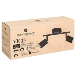 Atmosphera Créateur D'Intérieur Applique Pour Salon|Applique Murale Intérieure<Applique murale/plafonnier Vico noir 25,5x10cm - Atmosphera