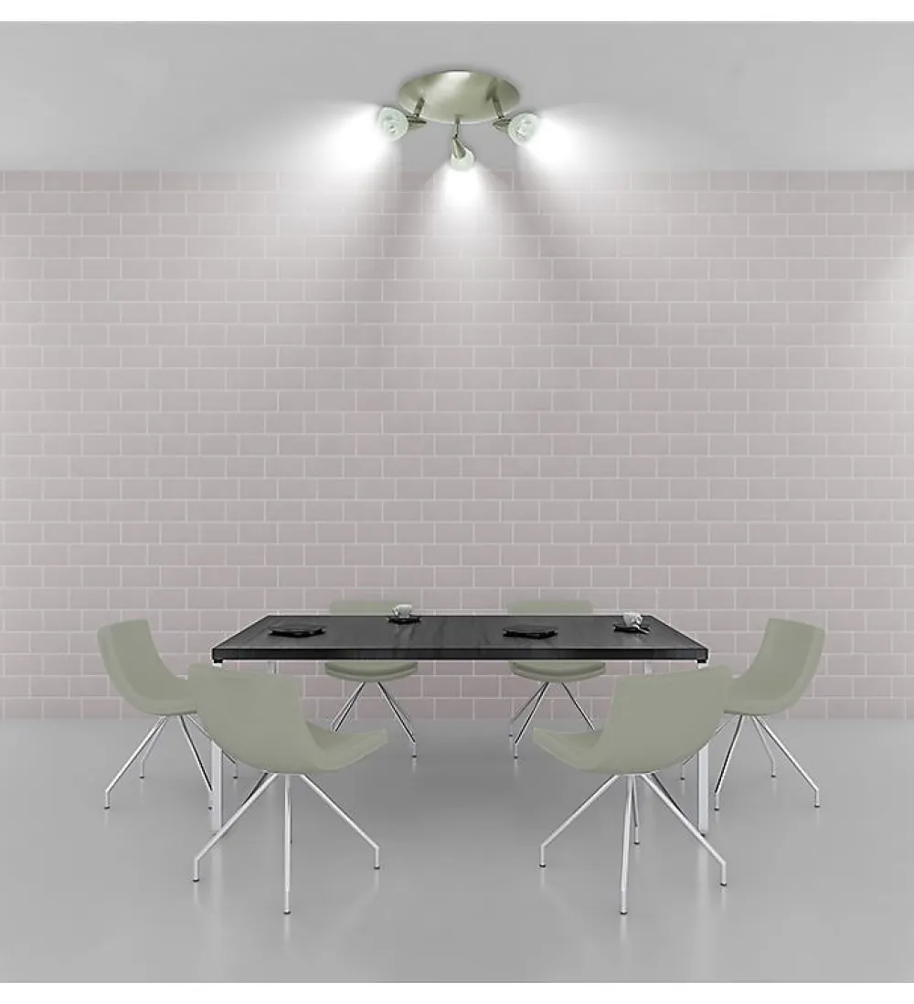 Autres Plafonnier<Applique ou Plafonnier 3 Spots orientables acier brossé 3 x 50 W