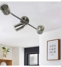 Autres Plafonnier<Applique Plafonnier Reglette 3 Spots orientables verre grille metal G9 33W halogene LED