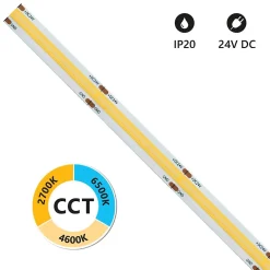 Alcapower Panneau Led<Bande LED COB IP20 5m 8+8W/MT 24V CCT 2700K-6500K